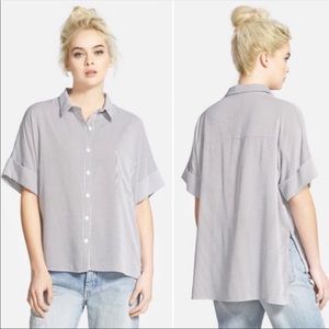 Oversized button up shirt with micro stripes
